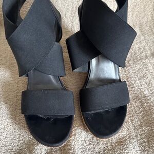 Stuart Weitzman Black Women's Wedge Sandals